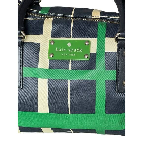 kate spade Checkmate Coated Twill 'Riley' Small Satchel Handbag Kelly Green Rare - Picture 3 of 15